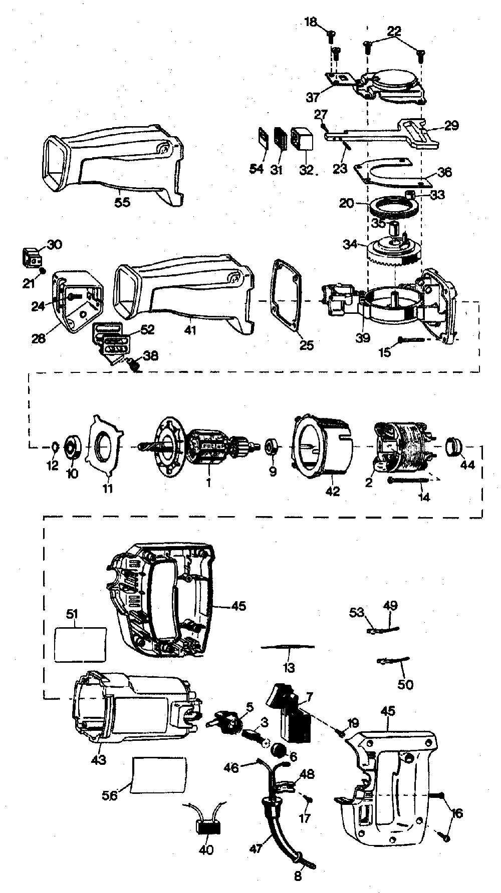 Exploded Diagram A Diagram and Parts List for BD575E-25 Type 100 Black and Decker Miter Saw